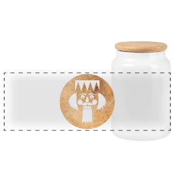 Nutcracker Wooden Circle Christmas Advent Figurine - Panoramic Cookie Jar with Wooden Lid - white - Front
