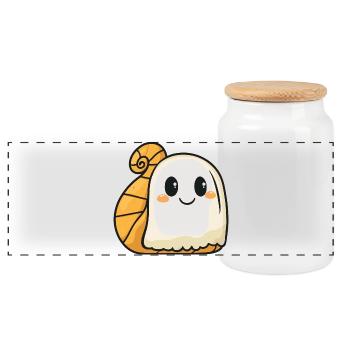 Snail Halloween Ghost - Panoramic Cookie Jar with Wooden Lid - white - Front