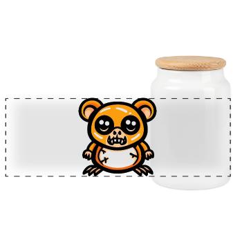 Hamster Halloween Comic Funny - Panoramic Cookie Jar with Wooden Lid - white - Front