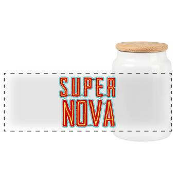 Super Nova Neon Schriftzug - Panorama Keksdose mit Holzdeckel - Weiß - Vorne