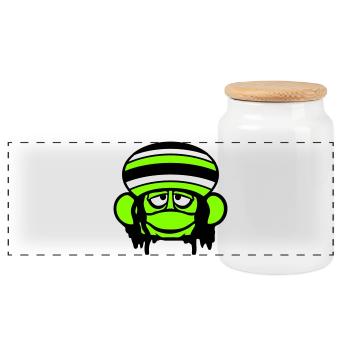 Frog Reggae Music Rasta Hair Hat Jamaica Fun - Panoramic Cookie Jar with Wooden Lid - white - Front