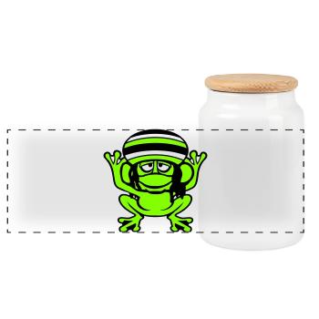 Frog Reggae Music Rasta Hair Hat Jamaica Fun - Panoramic Cookie Jar with Wooden Lid - white - Front