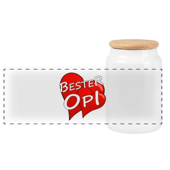 BESTER OPI - Panorama Keksdose mit Holzdeckel - Weiß - Vorne