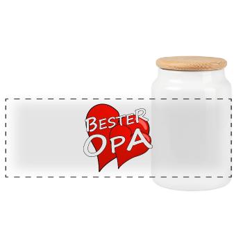 Best Grandpa - Panoramic Cookie Jar with Wooden Lid - white - Front