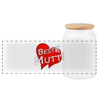 Meilleure maman - Boîte à biscuits avec couvercle en bois - blanc - Devant