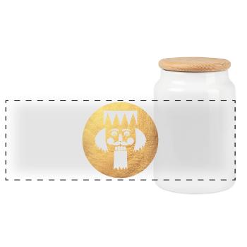 Circle Nutcracker Gold Christmas Xmas Decoration - Panoramic Cookie Jar with Wooden Lid - white - Front