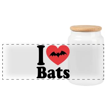J’adore les chauves-souris – Amoureux des chauves-souris - Boîte à biscuits avec couvercle en bois - blanc - Devant
