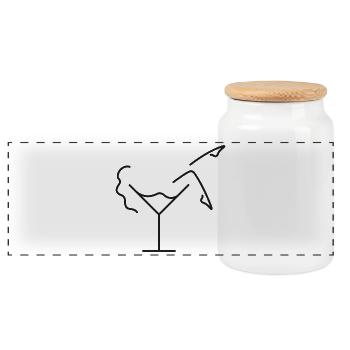 Woman in cocktail glass sketch – original motif - Panoramic Cookie Jar with Wooden Lid - white - Front