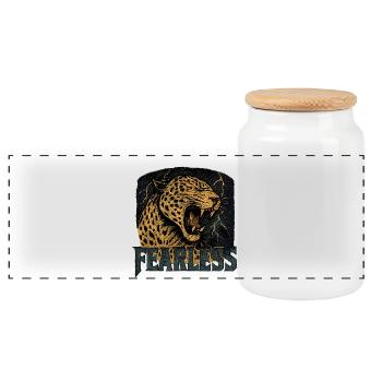 Conception de puissance Leopard intrépide - Boîte à biscuits avec couvercle en bois - blanc - Devant