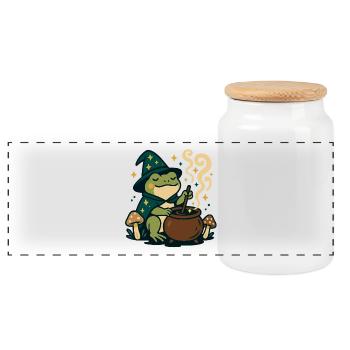 Magic Frog Magic Fantasy Design - Panoramic Cookie Jar with Wooden Lid - white - Front
