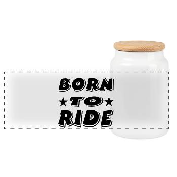 motorcycle - Panoramic Cookie Jar with Wooden Lid - white - Front