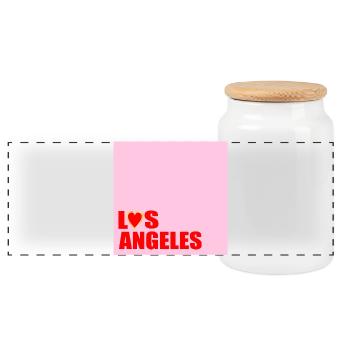 HEART LOS ANGELES USA - Panoramic Cookie Jar with Wooden Lid - white - Front