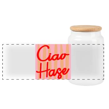 CIAO BUNNY SELF-WORTH - Panoramic Cookie Jar with Wooden Lid - white - Front