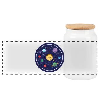 Conception joyeuse du système solaire - Boîte à biscuits avec couvercle en bois - blanc - Devant