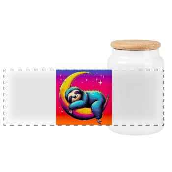 La paresse dort sur la Lune - Boîte à biscuits avec couvercle en bois - blanc - Devant