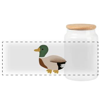 Canard colvert Illustration minimale - Boîte à biscuits avec couvercle en bois - blanc - Devant