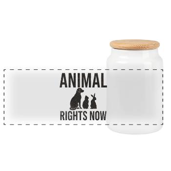 Animal Rights Now Typography Design - Panorama Keksdose mit Holzdeckel - Weiß - Vorne