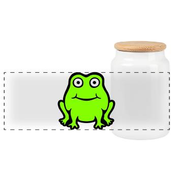Frog Toad Smiles Funny Comic Happy Cute - Panoramic Cookie Jar with Wooden Lid - white - Front