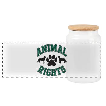 Animal Rights College Style Typography - Panorama Keksdose mit Holzdeckel - Weiß - Vorne