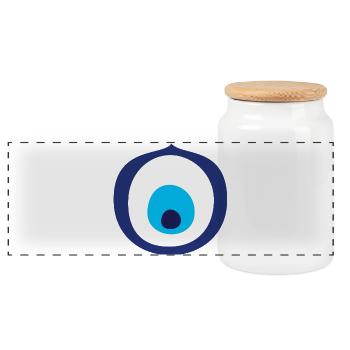 Mediterranes Mystisches Auge - Panorama Keksdose mit Holzdeckel - Weiß - Vorne