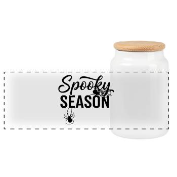Spooky Season Spider Illustration - Panoramic Cookie Jar with Wooden Lid - white - Front