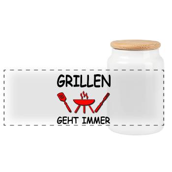 Grillen - Panorama Keksdose mit Holzdeckel - Weiß - Vorne