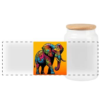 éléphant - Boîte à biscuits avec couvercle en bois - blanc - Devant