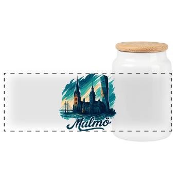 Malmö Stadt Schweden cool maritim Geschenk - Panorama Keksdose mit Holzdeckel - Weiß - Vorne