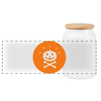 Jolly Roger Halloween Vampire Pumpkin White Orange - Panoramic Cookie Jar with Wooden Lid - white - Front