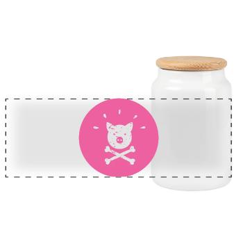 Jolly Roger Piggy Pirate Lucky Pig - Panoramic Cookie Jar with Wooden Lid - white - Front