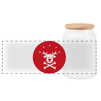 Jolly Roger Rudolph Rentier Weihnachts-Design  - Panorama Keksdose mit Holzdeckel - Weiß - Vorne