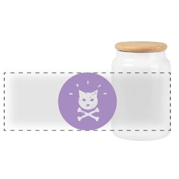 Jolly Roger Punk Katze in  Lila Kreis - Panorama Keksdose mit Holzdeckel - Weiß - Vorne