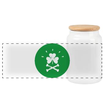 Jolly Roger Shamrock St. Patrick's Day - Panorama Keksdose mit Holzdeckel - Weiß - Vorne