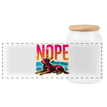 Nope Dog Sunset, Father - Panoramic Cookie Jar with Wooden Lid - white - Front