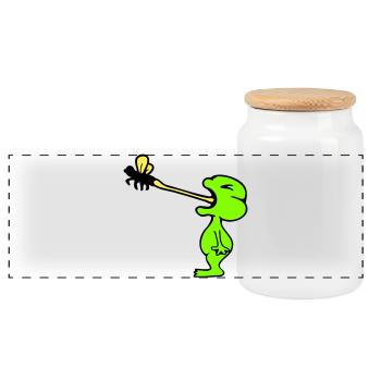 La grenouille attrape la mouche langue moustique manger le crapaud de la faim - Boîte à biscuits avec couvercle en bois - blanc - Devant