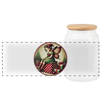 Fée à pois présente - Boîte à biscuits avec couvercle en bois - blanc - Devant