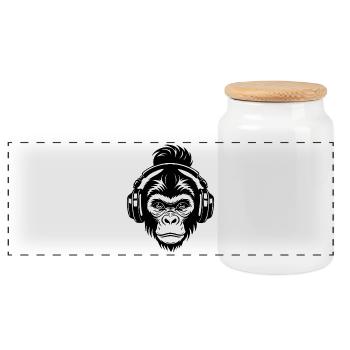 Funky Monkey Head Loop Beat Edition Shirt - Panoramic Cookie Jar with Wooden Lid - white - Front