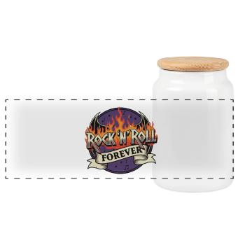 Rock N Roll Forever Flaming Logo - Panoramic Cookie Jar with Wooden Lid - white - Front
