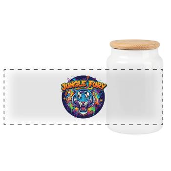 Jungle Fury Tiger Graffiti - Boîte à biscuits avec couvercle en bois - blanc - Devant