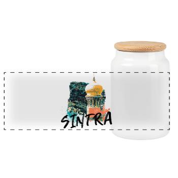 Typischer maurischer Turm des Sintra Parks Illustration - Panorama Keksdose mit Holzdeckel - Weiß - Vorne