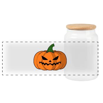 Bold Jack O Lantern Pumpkin - Panoramic Cookie Jar with Wooden Lid - white - Front