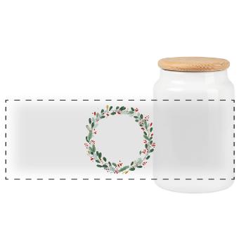 Couronne rouge vert - Personnalisable - Boîte à biscuits avec couvercle en bois - blanc - Devant