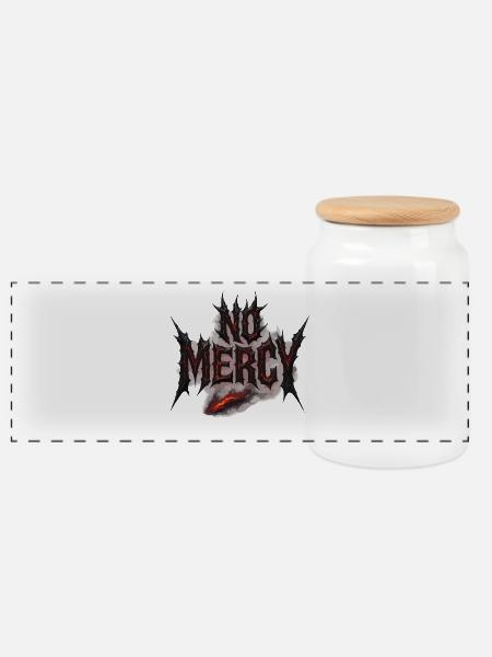 No Mercy Design – Furchtlos und kompromisslos - Panorama Keksdose mit Holzdeckel - Weiß