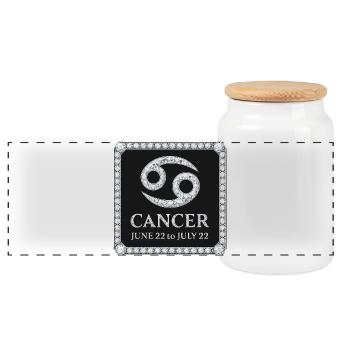 Zodiac sign Cancer - Panoramic Cookie Jar with Wooden Lid - white - Front