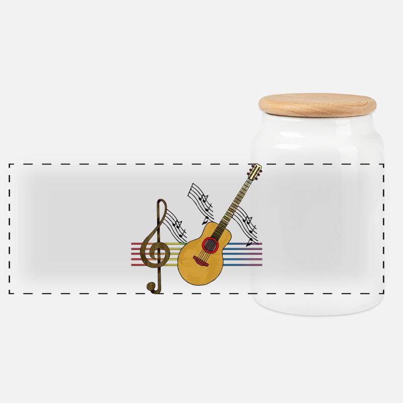 Gitarre - Panorama Keksdose mit Holzdeckel - Weiß