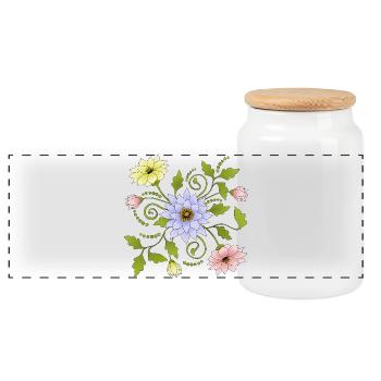 Fleur - Boîte à biscuits avec couvercle en bois - blanc - Devant