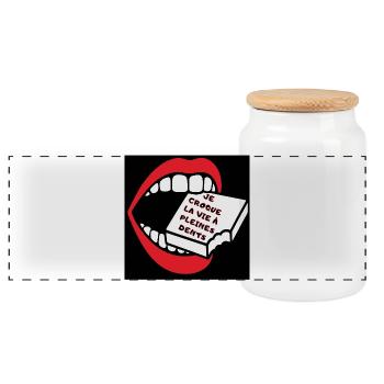 La vie est belle  - Boîte à biscuits avec couvercle en bois - blanc - Devant