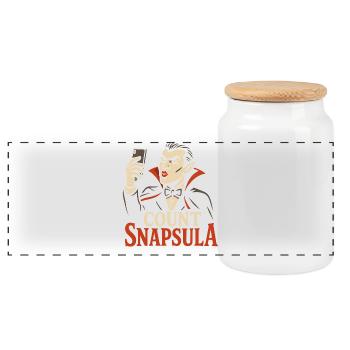 Count Snapsula – Lustiger Vampir Halloween Humor - Panorama Keksdose mit Holzdeckel - Weiß - Vorne