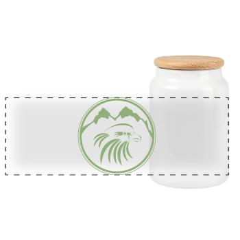 Adler_001c - Panoramic Cookie Jar with Wooden Lid - white - Front
