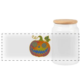 Citrouille psychédélique d’Halloween - Boîte à biscuits avec couvercle en bois - blanc - Devant